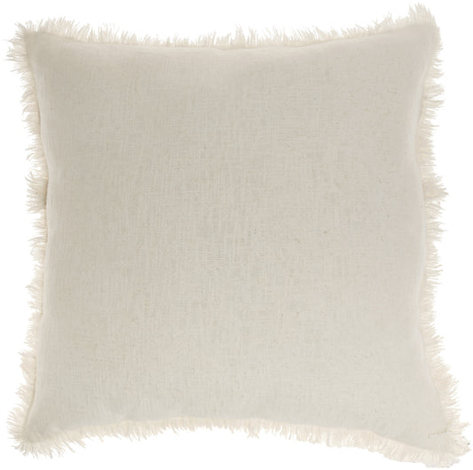 Ivory Cotton Pillow w/ Fringe