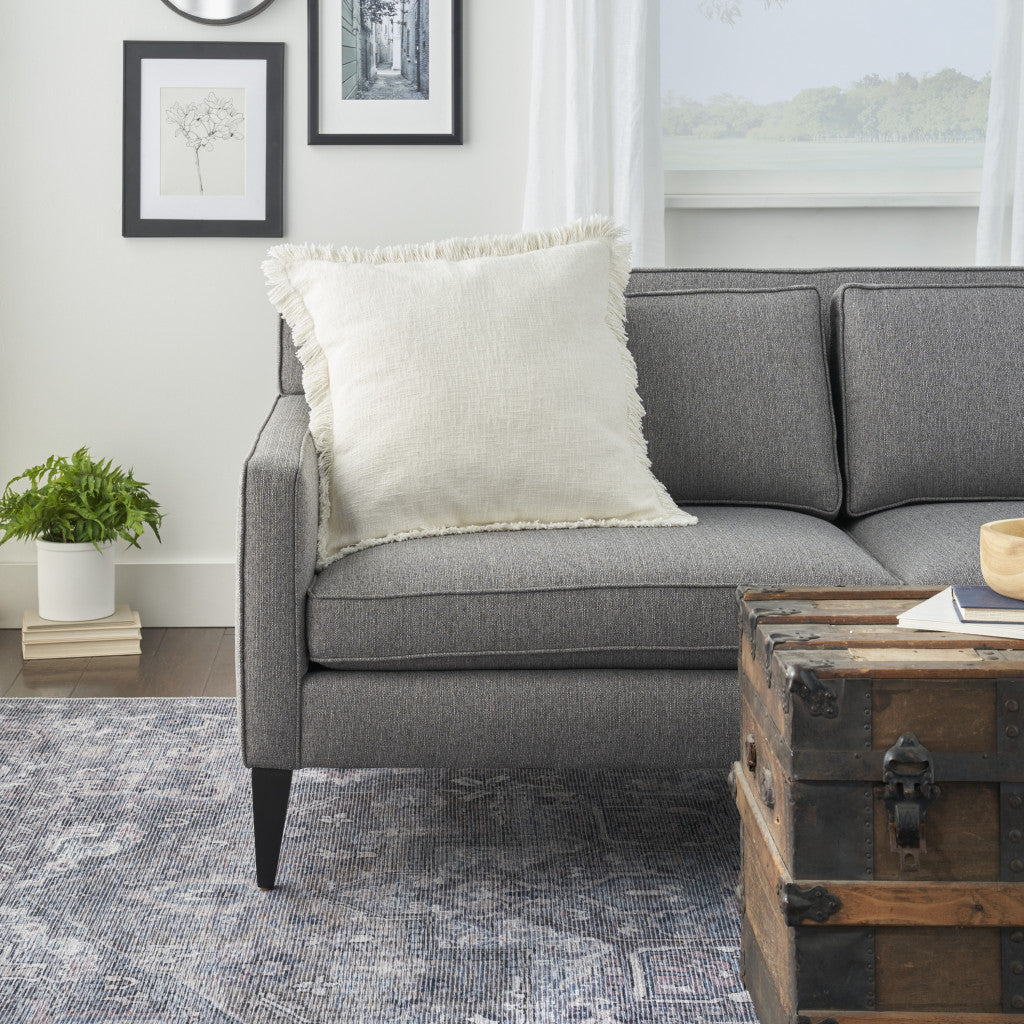 Ivory Cotton Pillow w/ Fringe