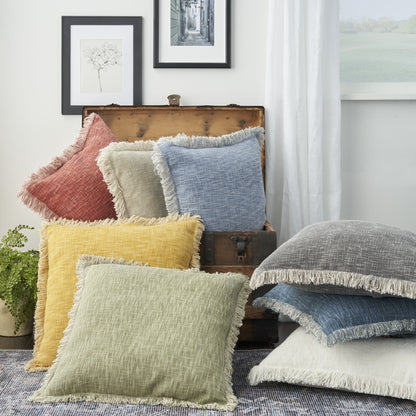 Ivory Cotton Pillow w/ Fringe