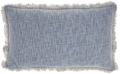 Blue Cotton Pillow w/ Fringe