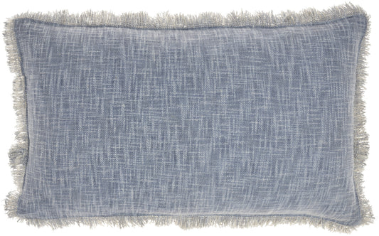 Blue Cotton Pillow w/ Fringe