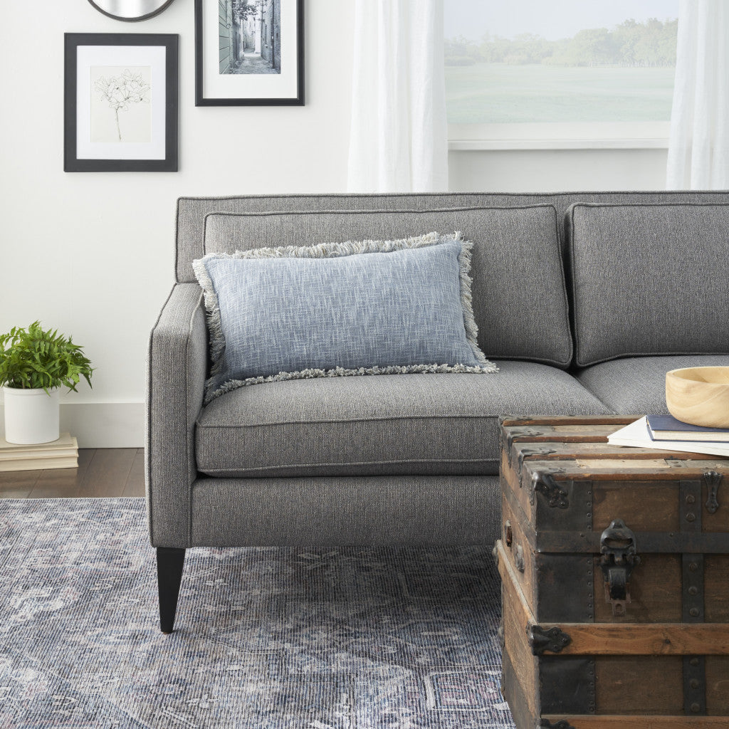 Blue Cotton Pillow w/ Fringe