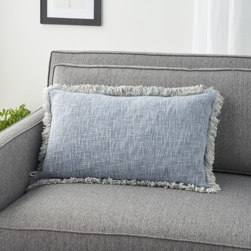 Blue Cotton Pillow w/ Fringe