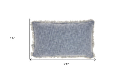 Blue Cotton Pillow w/ Fringe