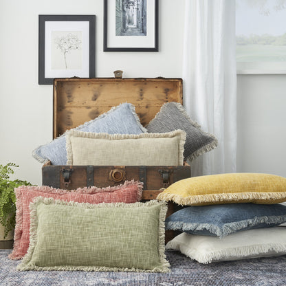 Blue Cotton Pillow w/ Fringe