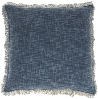 Navy Blue Cotton Pillow w/ Fringe