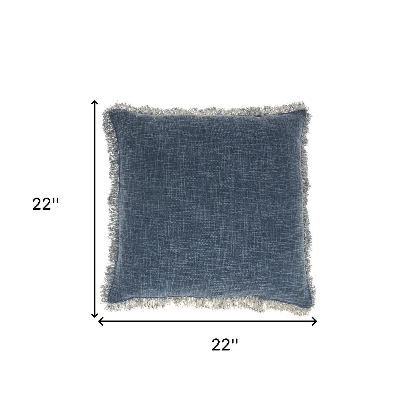 Navy Blue Cotton Pillow w/ Fringe