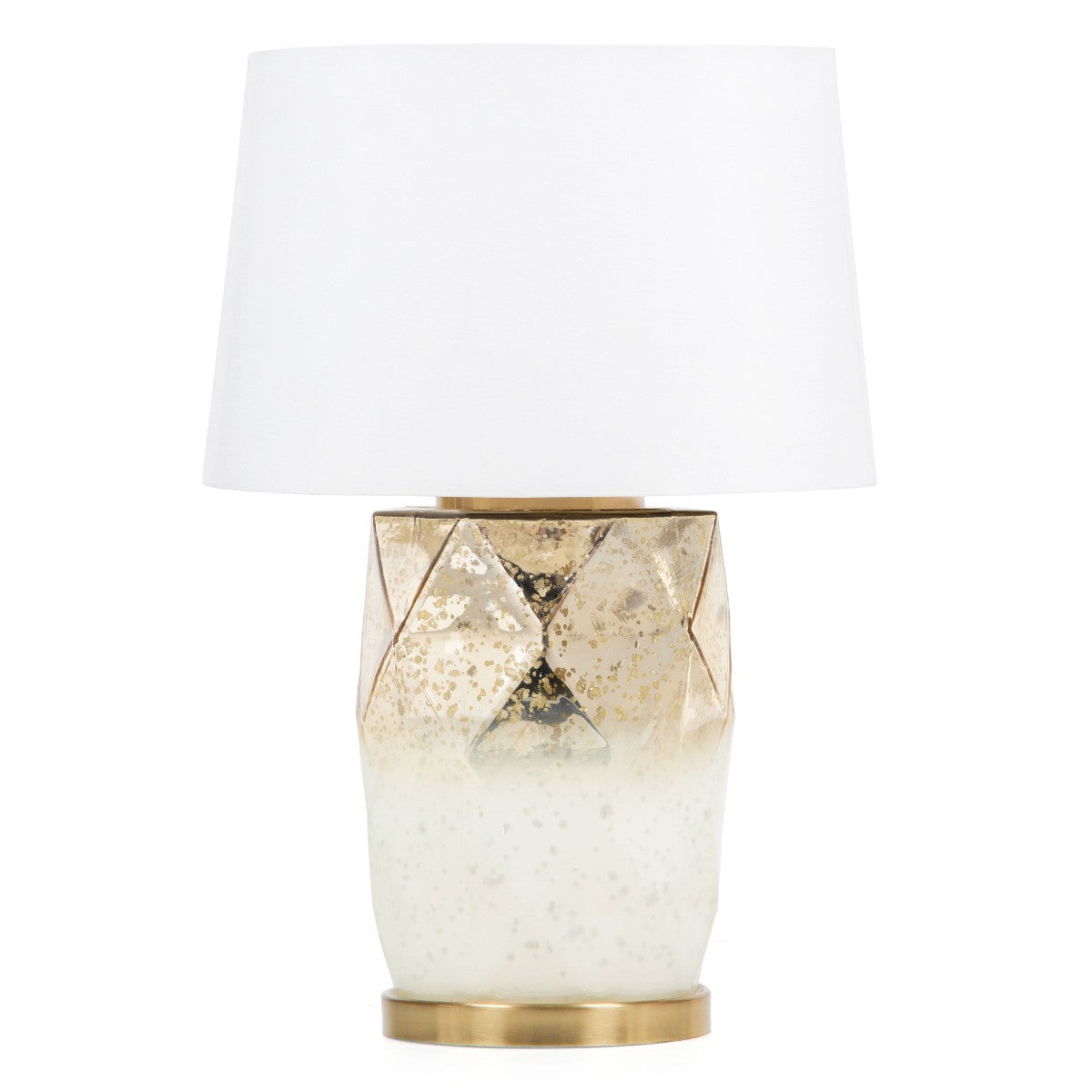 White & Gold Mercury Glass Table Lamp w/ Shade