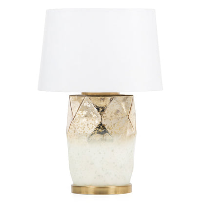 White & Gold Mercury Glass Table Lamp w/ Shade