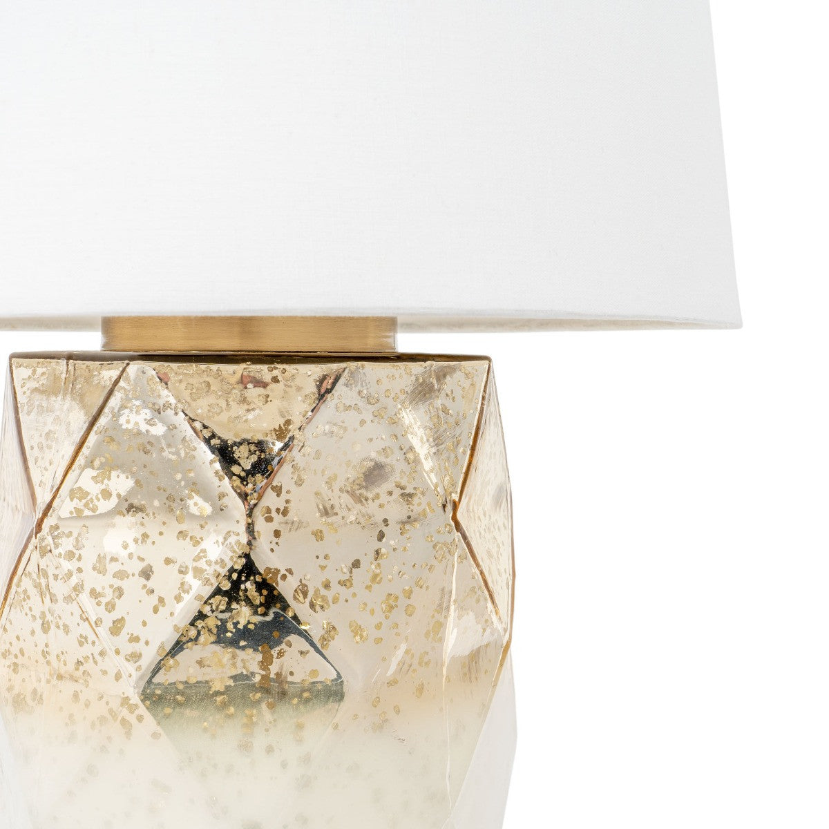 White & Gold Mercury Glass Table Lamp w/ Shade