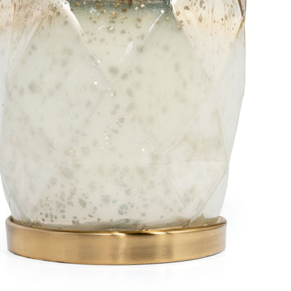 White & Gold Mercury Glass Table Lamp w/ Shade