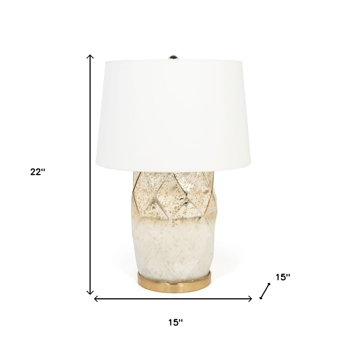 White & Gold Mercury Glass Table Lamp w/ Shade