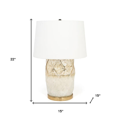 White & Gold Mercury Glass Table Lamp w/ Shade