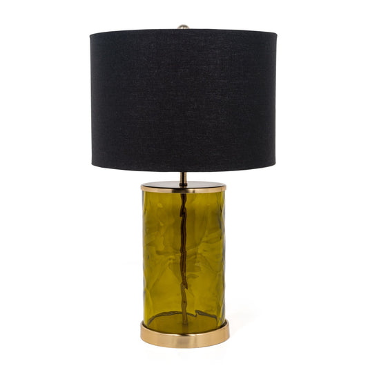 Green Glass Table Lamp w/ Shade