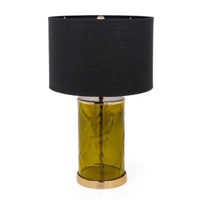 Green Glass Table Lamp w/ Shade