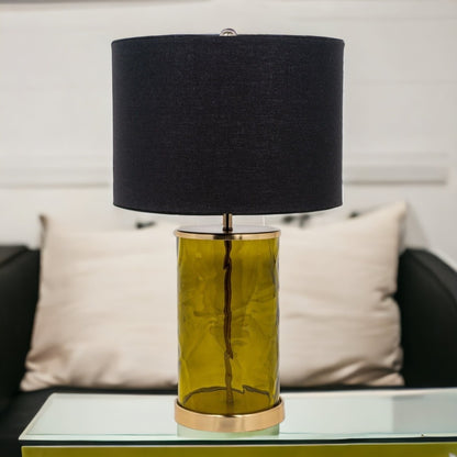 Green Glass Table Lamp w/ Shade