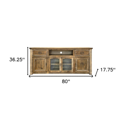 Brown Solid Wood Distressed Media Console