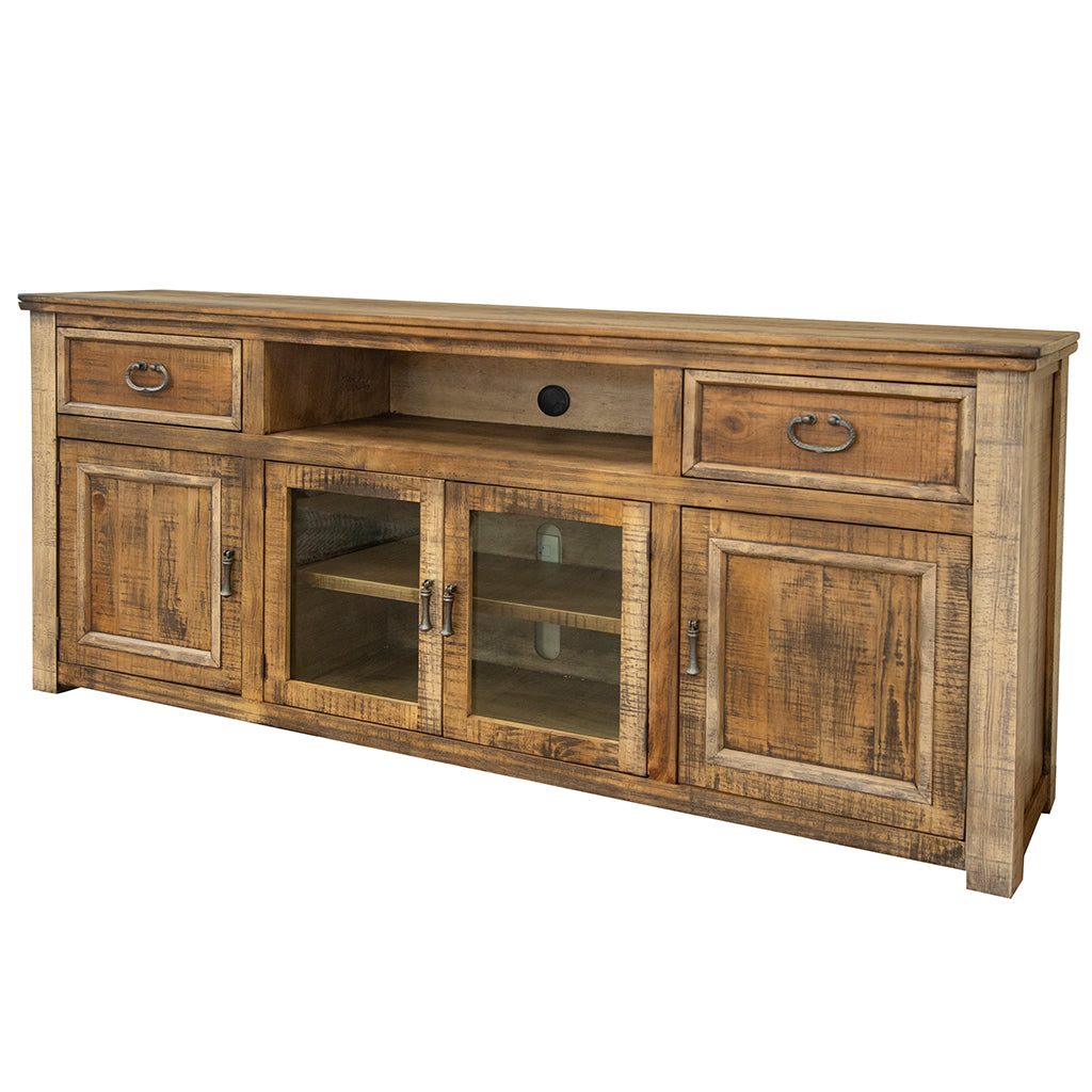 Brown Solid Wood Distressed Media Console