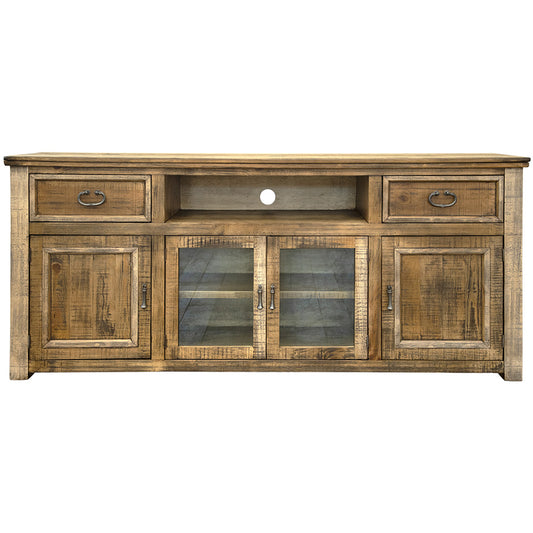 Brown Solid Wood Distressed Media Console