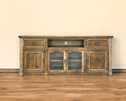 Brown Solid Wood Distressed Media Console