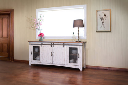 White Solid Wood Distressed Media Console