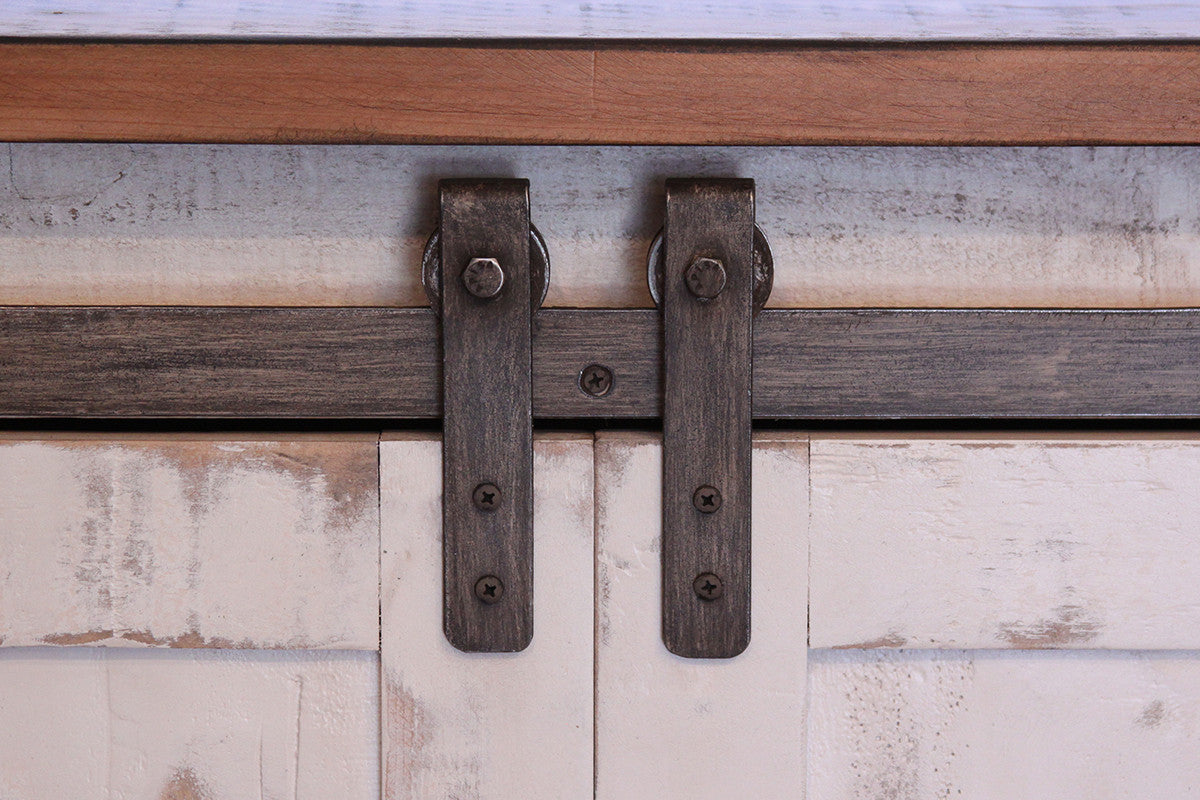 White Solid Wood Distressed Media Console