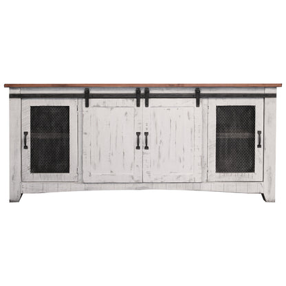 White Solid Wood Distressed Media Console