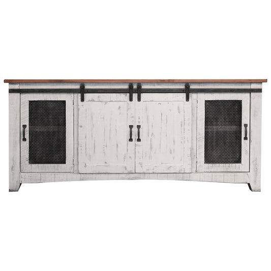 White Solid Wood Distressed Media Console