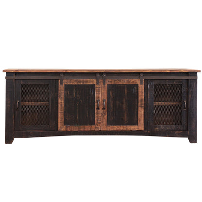 Black Solid Wood Distressed Media Console
