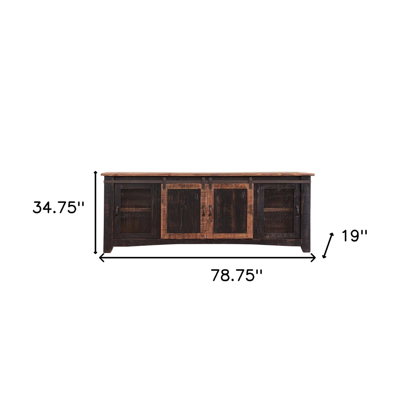 Black Solid Wood Distressed Media Console
