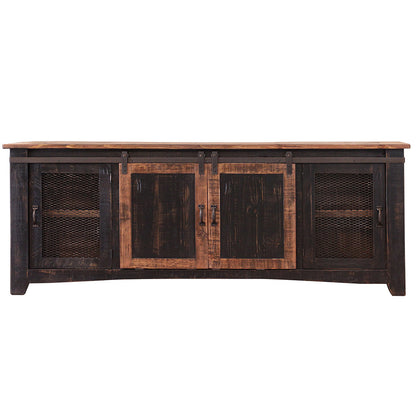Black Solid Wood Distressed Media Console