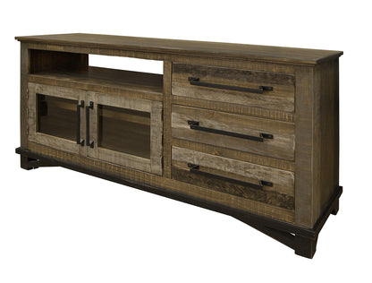 Brown Solid Wood Distressed Media Console