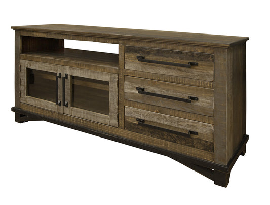 Brown Solid Wood Distressed Media Console