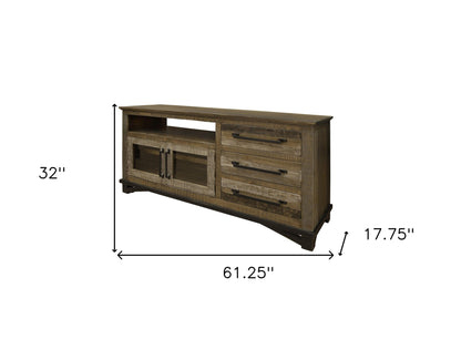 Brown Solid Wood Distressed Media Console