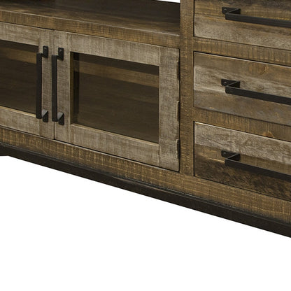 Brown Solid Wood Distressed Media Console