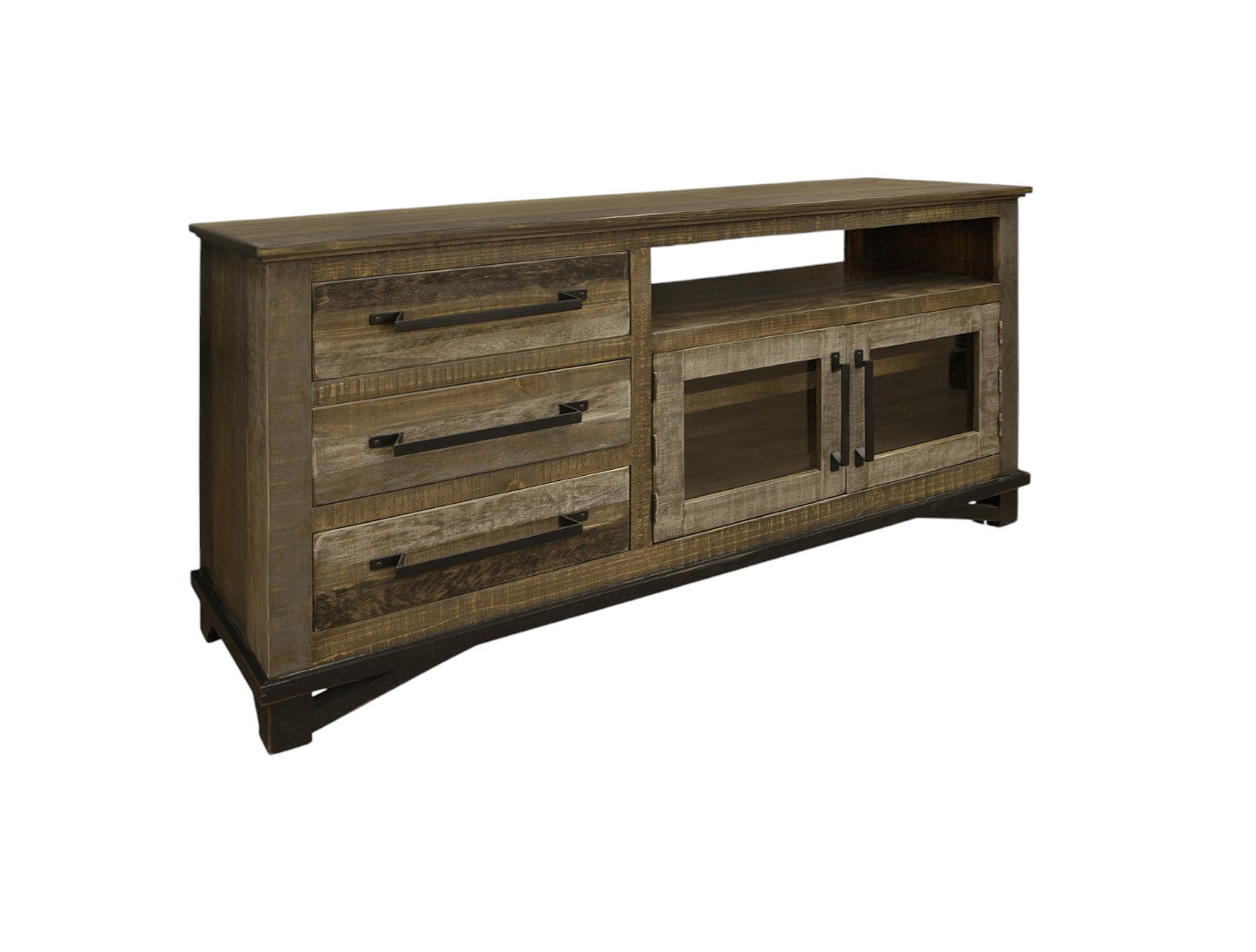 Brown Solid Wood Distressed Media Console