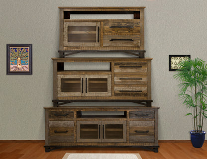 Brown Solid Wood Distressed Media Console