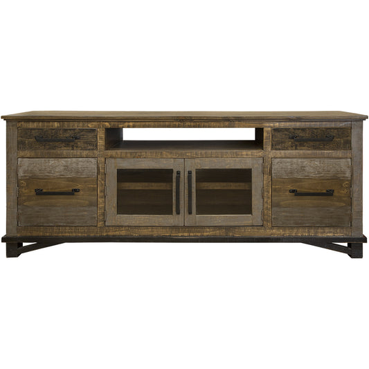 Brown Solid Wood Distressed Media Console