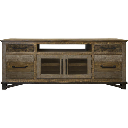 Brown Solid Wood Distressed Media Console