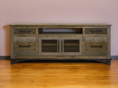 Brown Solid Wood Distressed Media Console