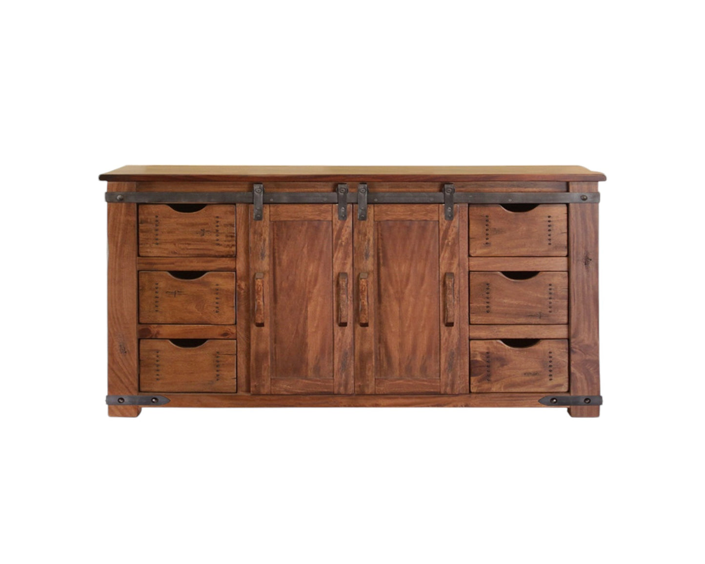Brown Solid Wood Distressed Media Console