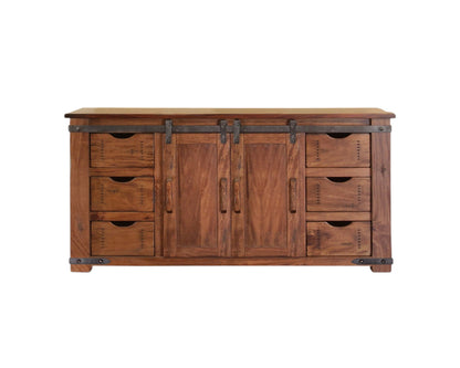 Brown Solid Wood Distressed Media Console