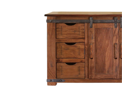 Brown Solid Wood Distressed Media Console