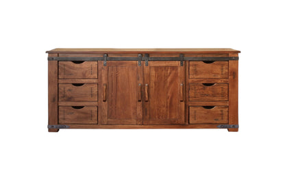 Brown Solid Wood Distressed Media Console