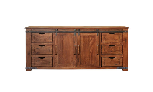 Brown Solid Wood Distressed Media Console