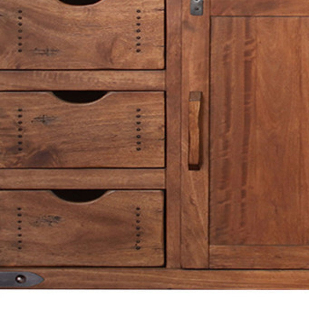 Brown Solid Wood Distressed Media Console