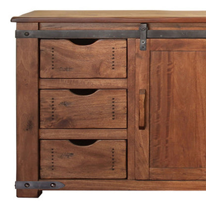 Brown Solid Wood Distressed Media Console