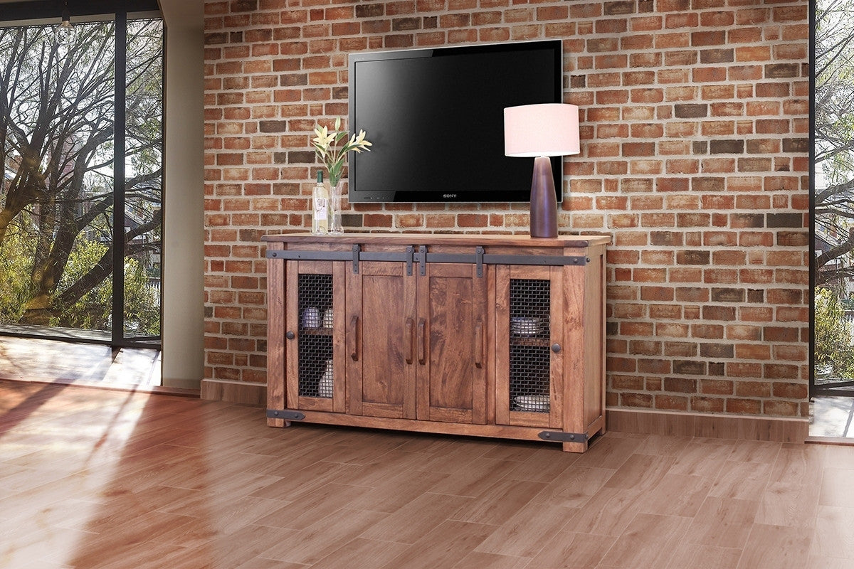 Brown Solid Wood Distressed Media Console