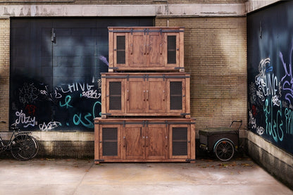 Brown Solid Wood Distressed Media Console