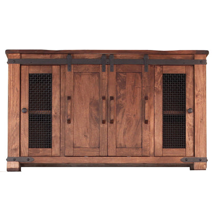 Brown Solid Wood Distressed Media Console